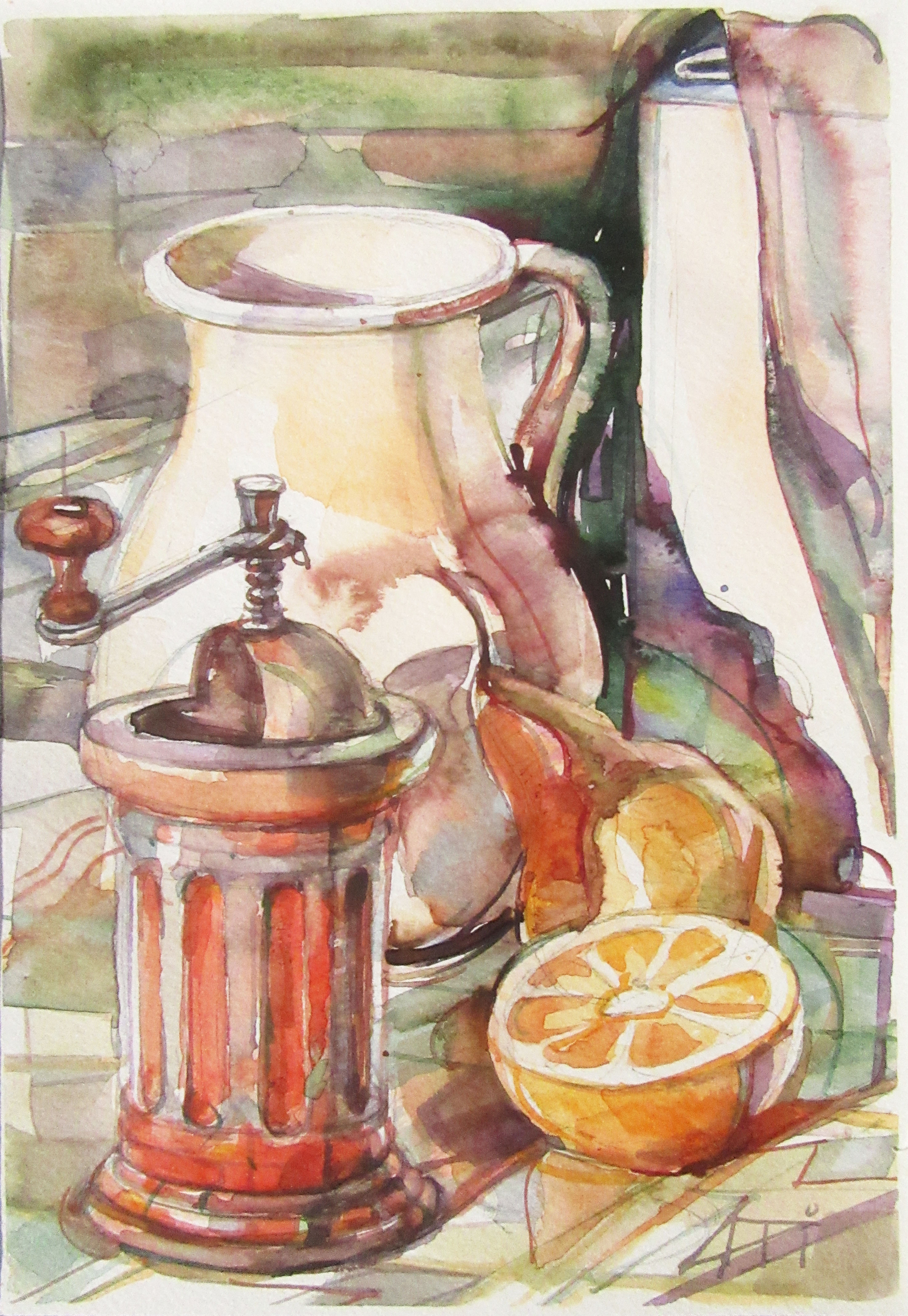 Narancsos kép - Csendélet - akvarell