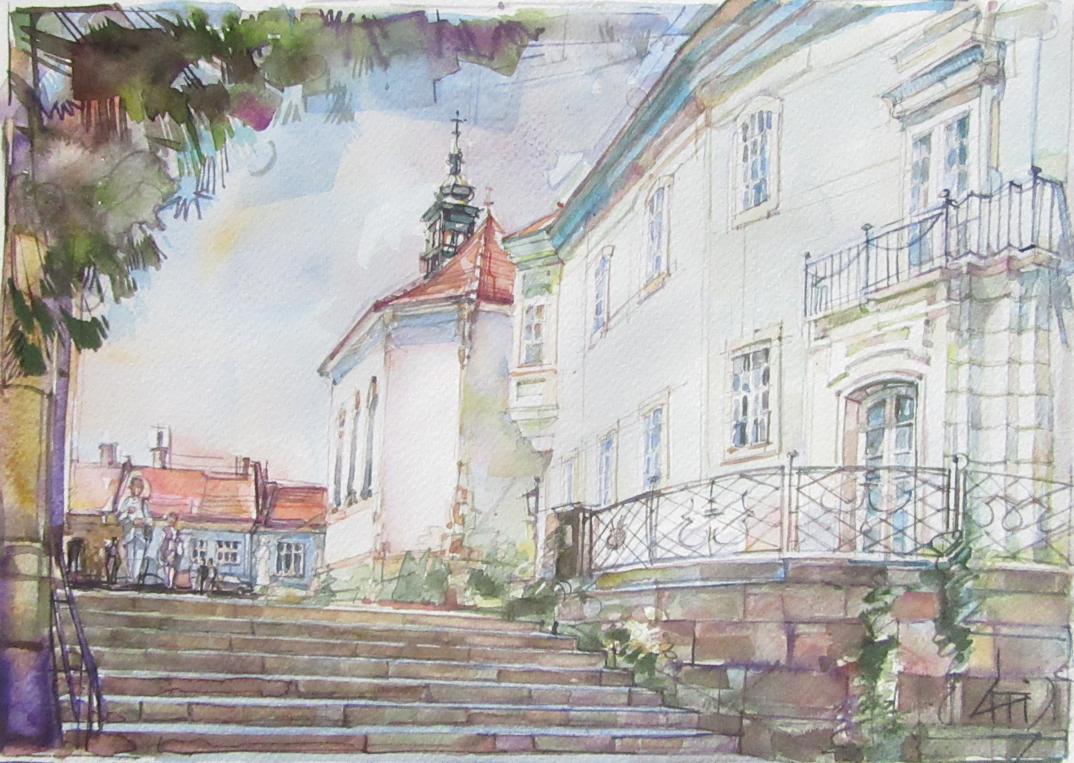 A Bazilika lépcsõi - Városkép - akvarell